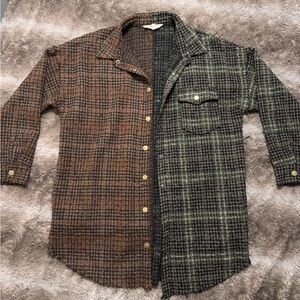 Split Green and Brown Checkered Jacket